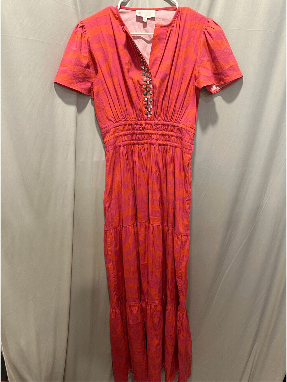 Sheridan French Pink & Orange Abstract Print Maxi Dress  XS